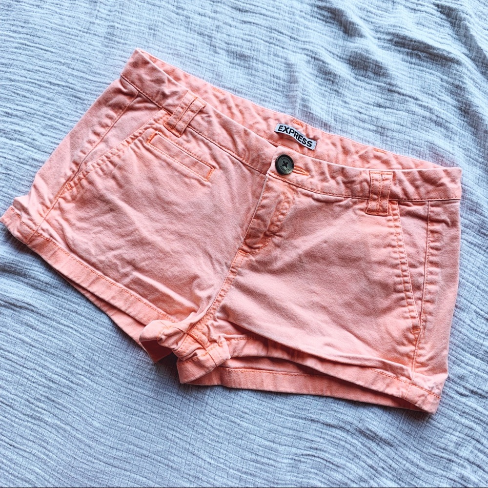 Express neon orange shorts